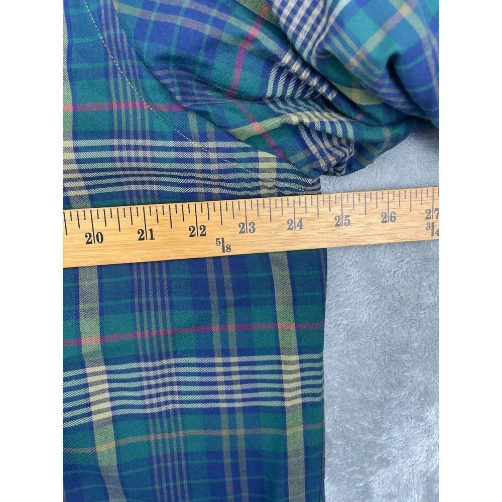 Polo Ralph Lauren Men's Shirt Size Large Green‎ Blue Plaid Long Sleeve Button Up